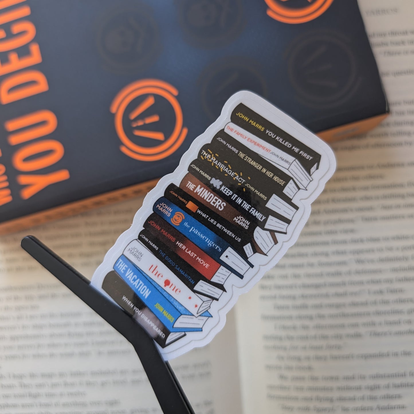 JOHN MARRS BOOK STACK - STICKER