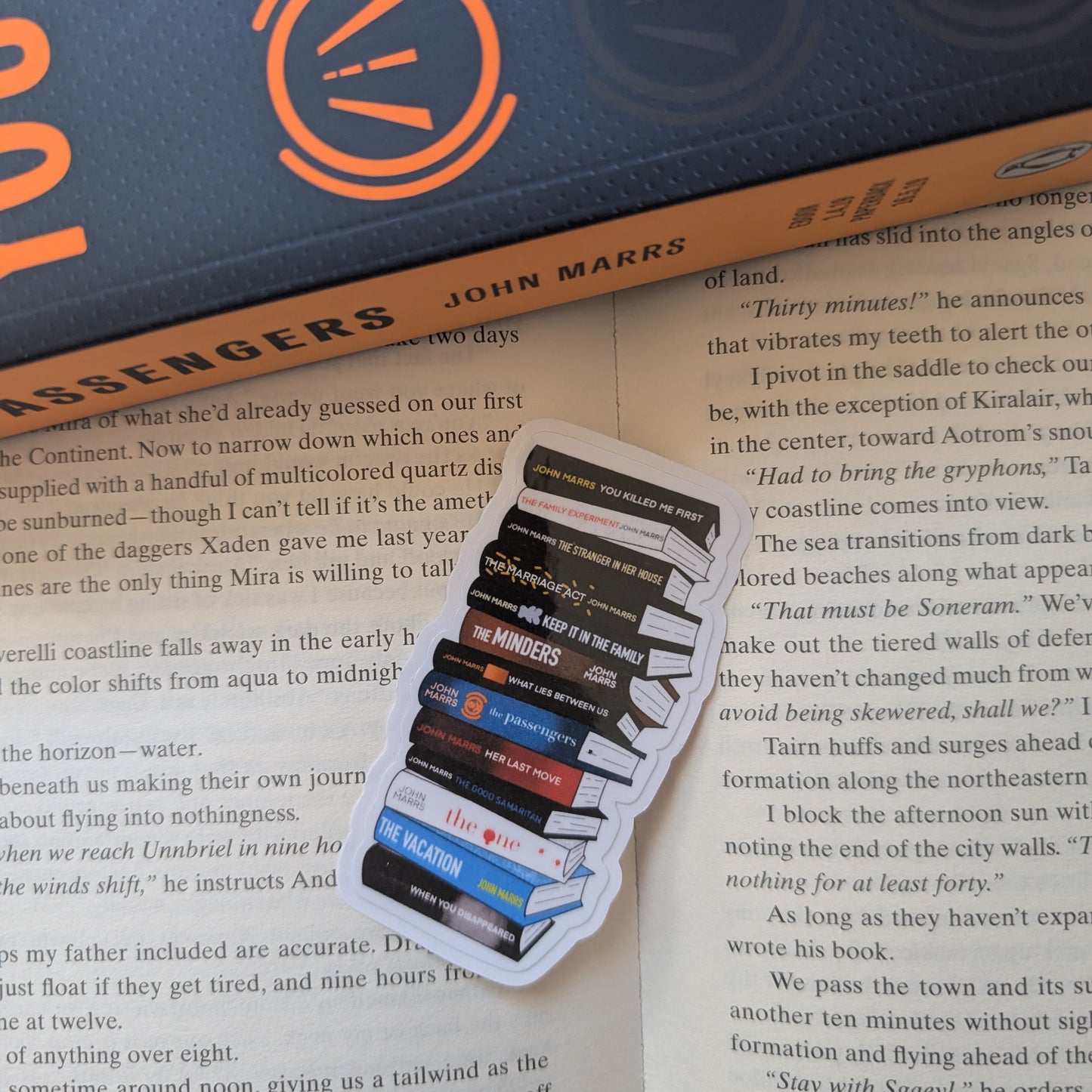 JOHN MARRS BOOK STACK - STICKER