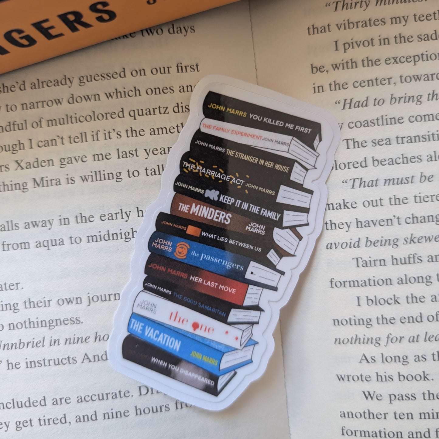 JOHN MARRS BOOK STACK - STICKER