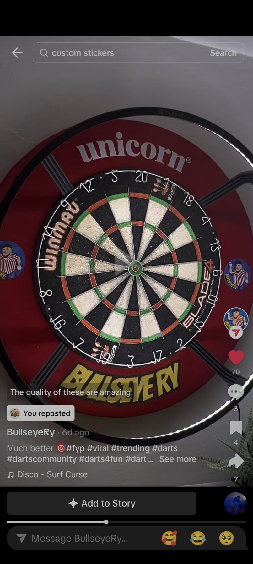 CUSTOM DART BOARD STICKERS