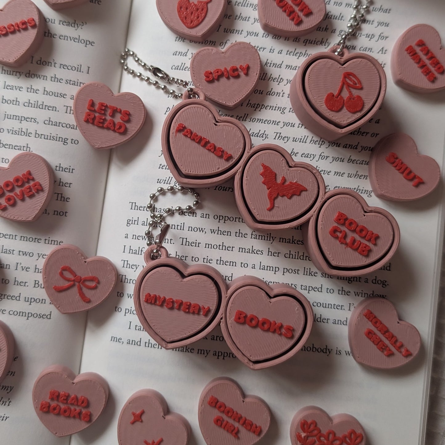 CUSTOM CONVERSATION CLICKER HEARTS - KEYCHAINS