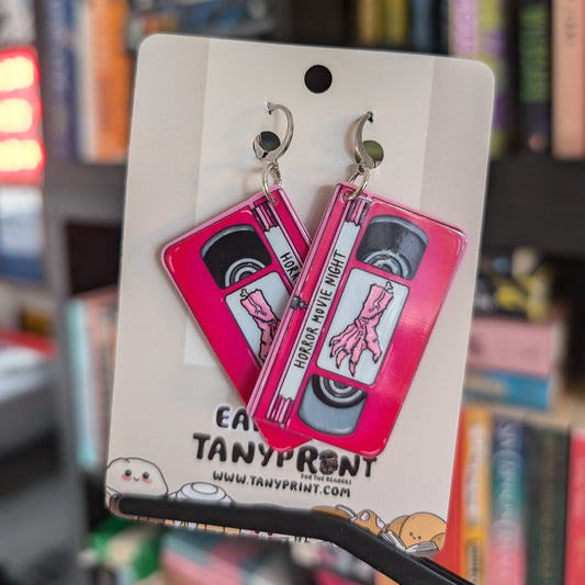 PINK HORROR MOVIE NIGHT TAPE - EARRINGS